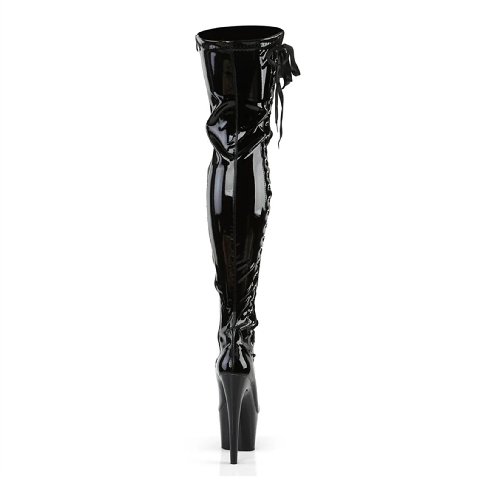 BOTES DE DANCE POLE 17CM |   SOLE à talon et antidérapant renforcé en acier |   Bottes de scène haut