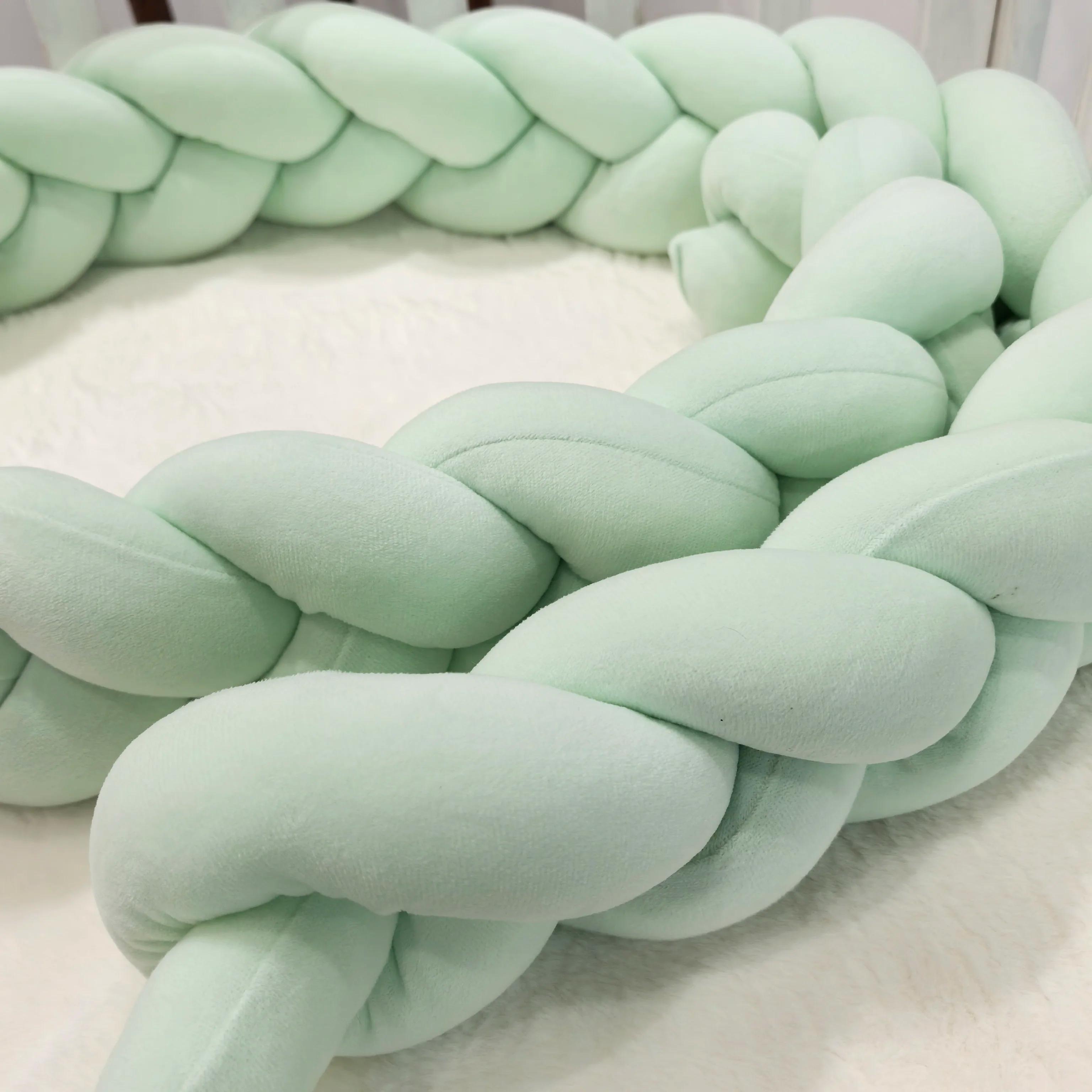Pare-chocs lit bébé 1M à 4M avec tresse noeud - Ensemble literie décoratif pour berceau infantile