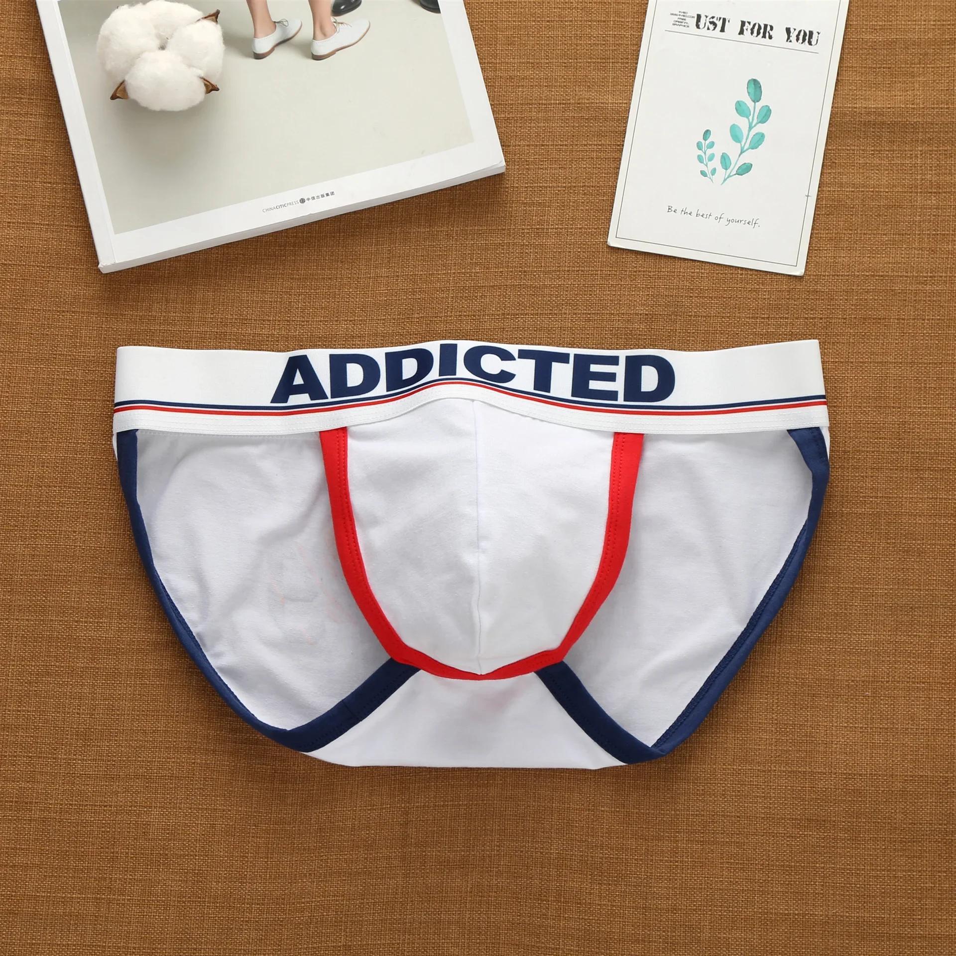 Sous-vêtements sexy pour hommes Addicted avec lettres croisées hautes et slip coréen en coton ample 