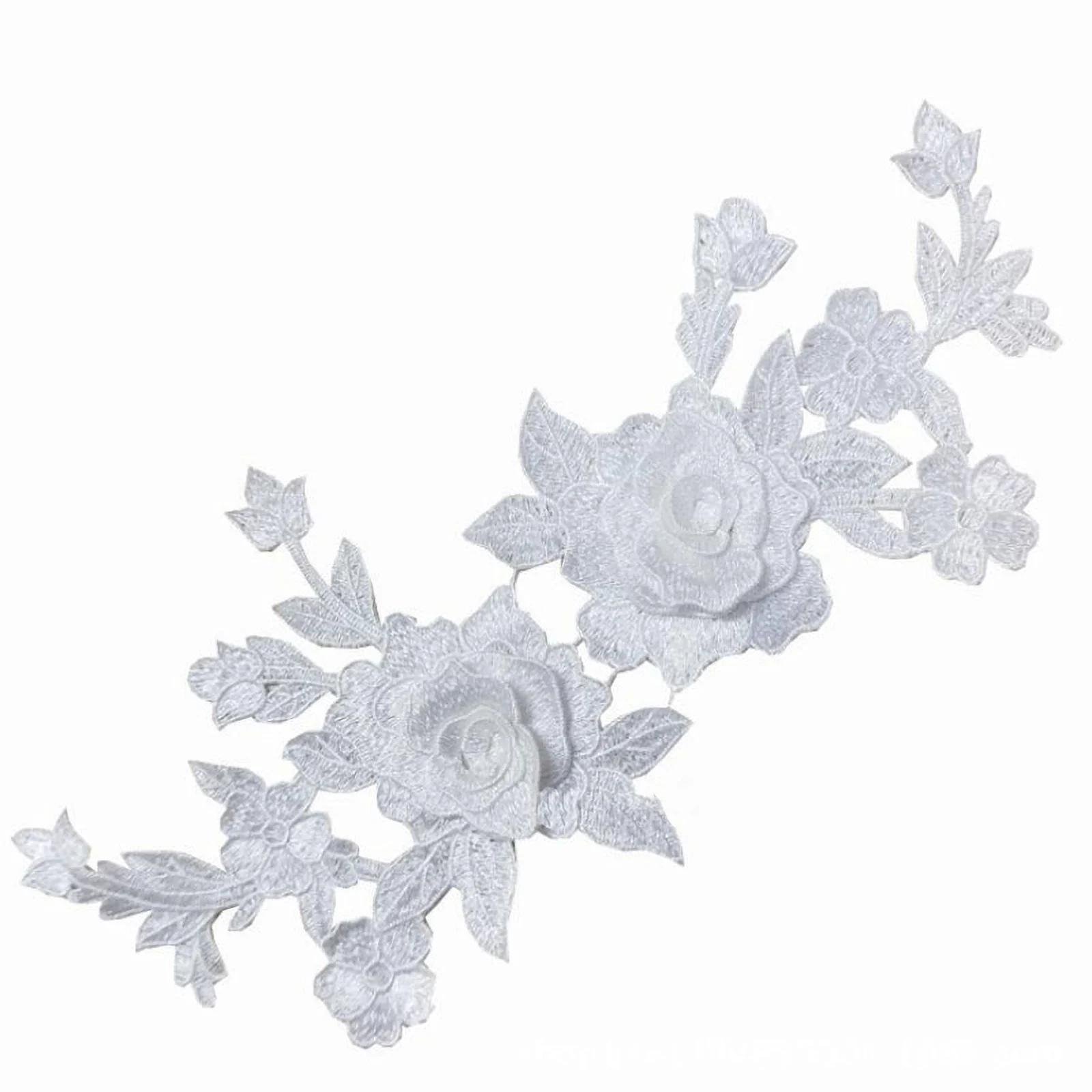 Patch brodé de fleurs de roses à coudre, 2 pièces, pour robe, chapeau, sac, jean, appliques, artisan