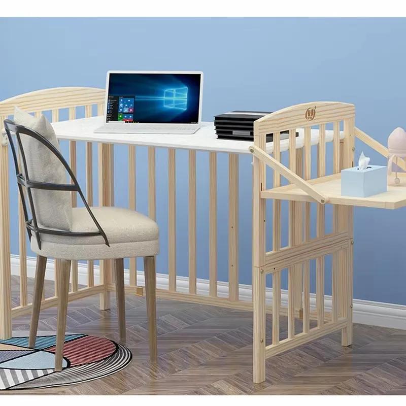 Lit bébé en bois de pin massif, lit double multifonctionnel, extensible jusqu'à 168 cm, adapté aux e