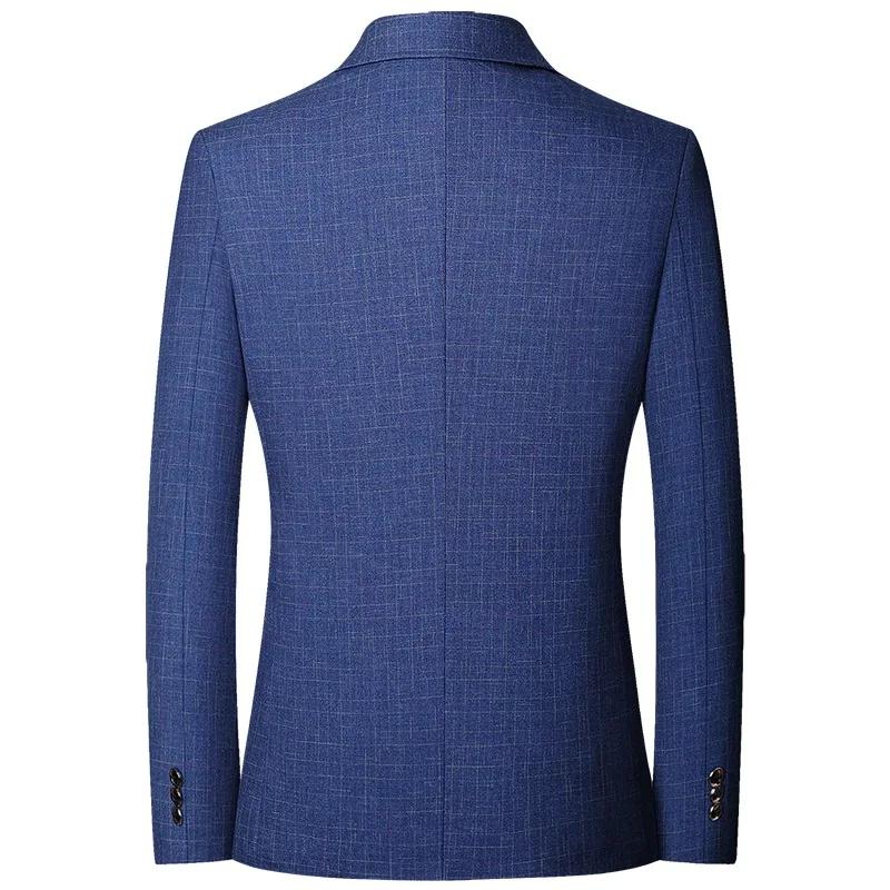 Manteau de Costume Homme Automne 2025 – Blazer à Carreaux Tendance avec Col Rabattu, Manches Longues