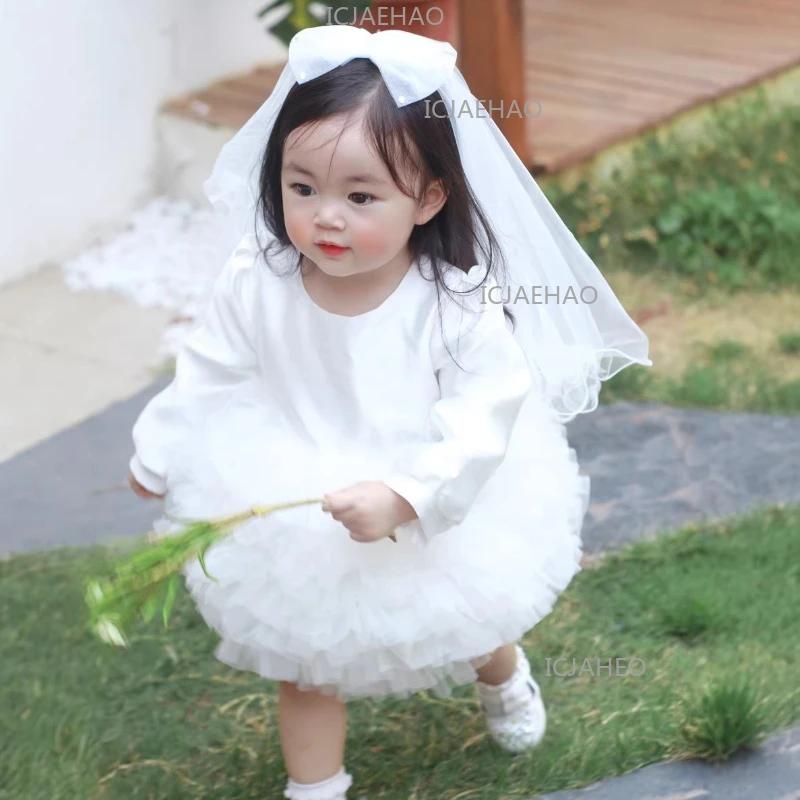 Robe de mariée blanche pour enfants 2026, tenue de cérémonie pour enfant, robe de demoiselle d'honne