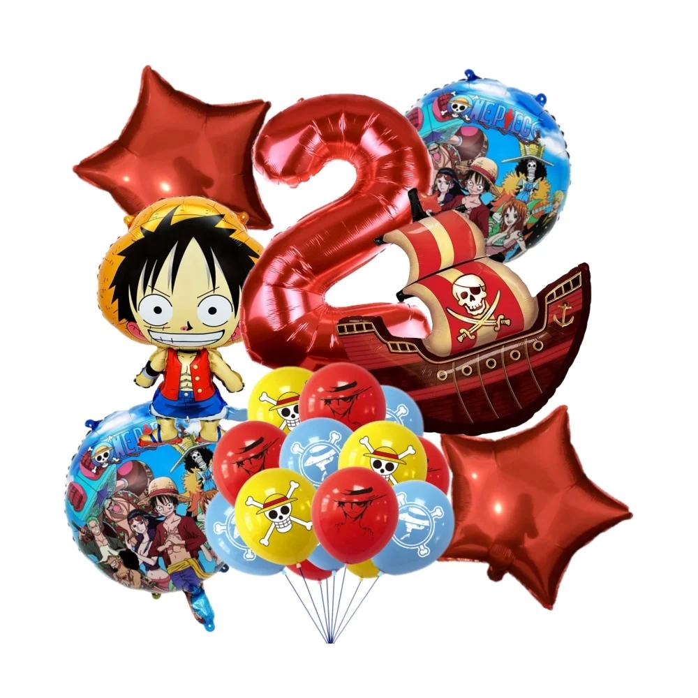 19 pièces une pièce mignon dessin animé bricolage Anime ballons d'anniversaire ensemble numéro ballo
