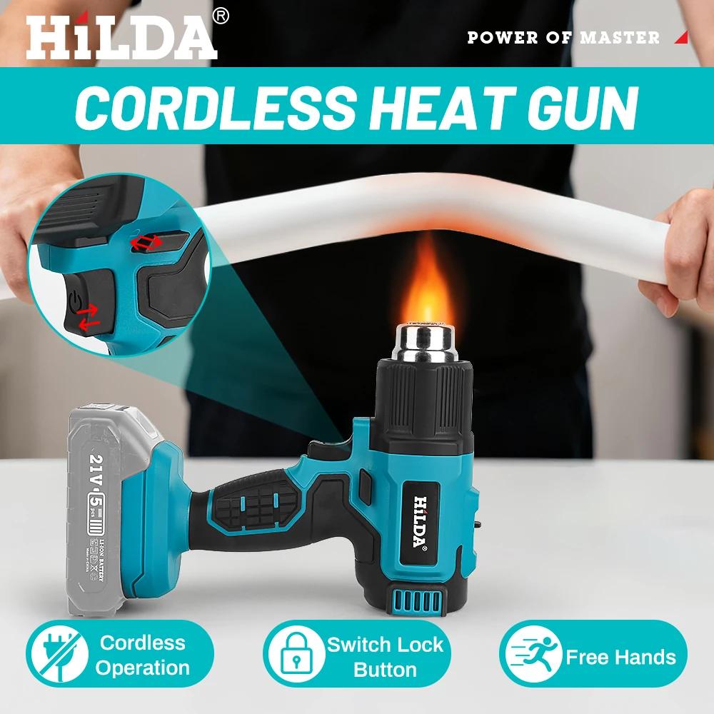 Pistolet à air chaud portatif HIDLA 21V, rechargeable sans fil, deux modèles, compatible avec batter