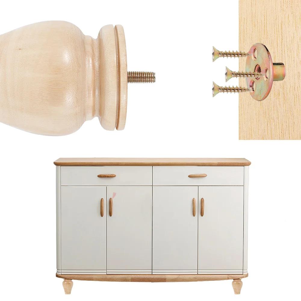 Pieds de meubles en bois massif, pieds de chignon de forme ronde, pieds de canapé de remplacement, p