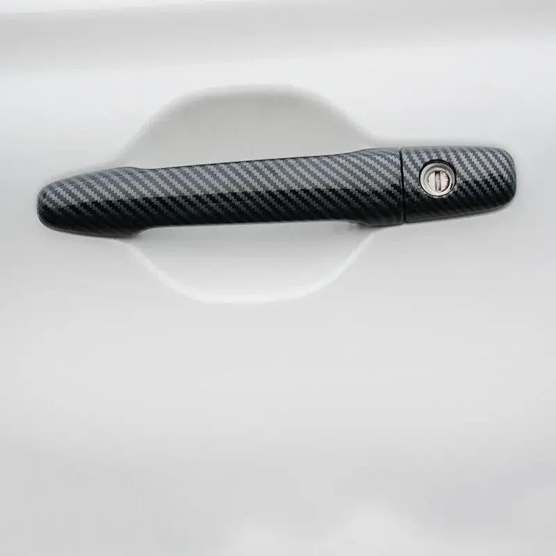 Pour Mitsubishi Lancer ASX 2008-2020 noir brillant en Fiber de carbone Chrome poignée de porte de vo