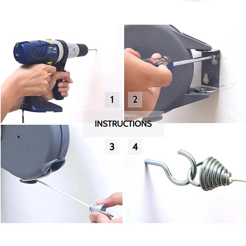 Corde à linge rétractable télescopique réglable de 12M, support de séchage de vêtements Invisible, f