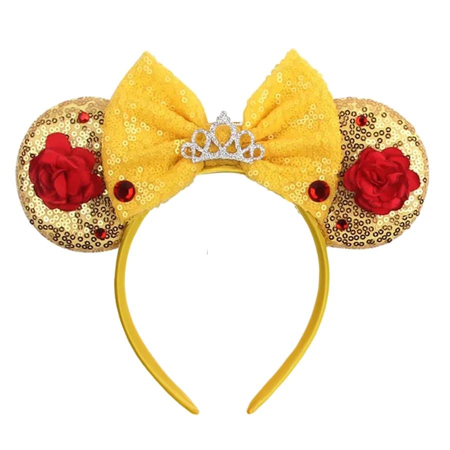 Bandeaux oreilles de Mickey Mouse avec nœud, bandeaux bonbons à paillettes pour Costume de Cosplay, 