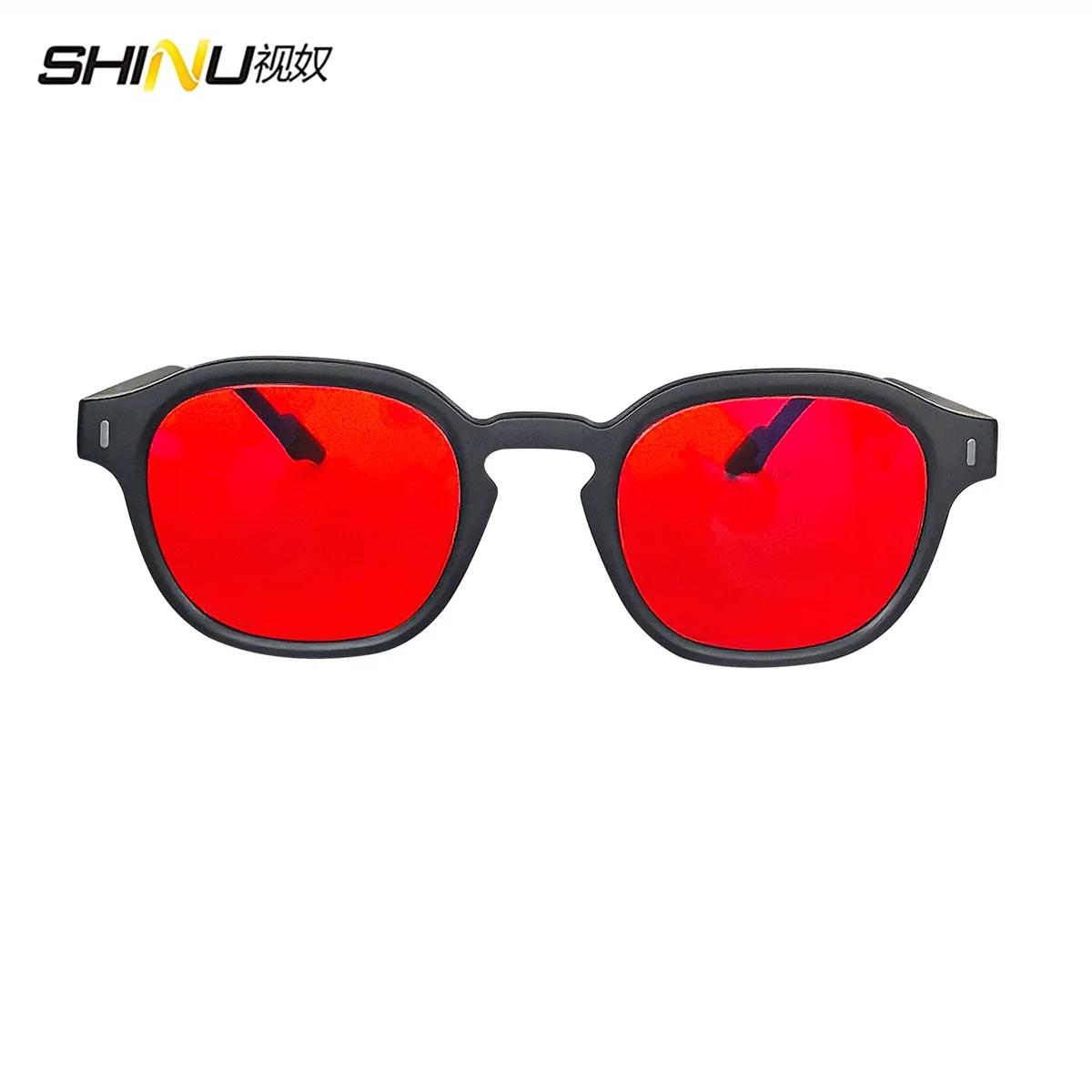 SHINU Anti lumière bleue lunettes dormir mieux lentilles rouges pour hommes lentille Orange lunettes