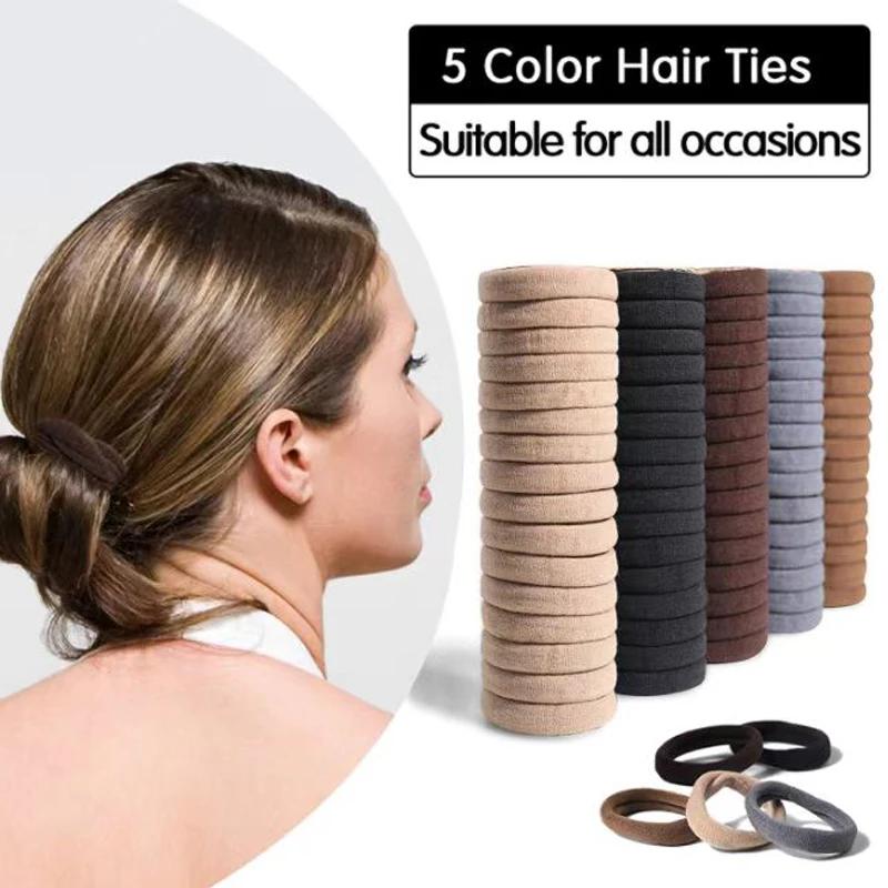 Ensemble d'élastiques à cheveux en coton pour femmes, 50 pièces/ensemble, chouchous pour cheveux dou