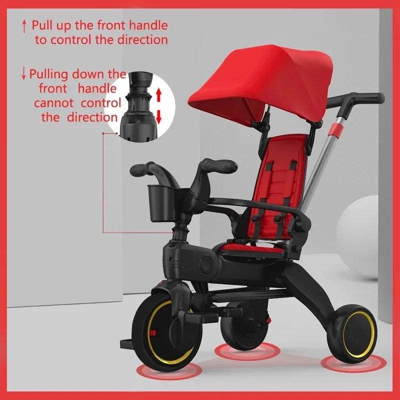 IMBABY Tricycle poussette 5-en-1 pour enfants |   Auvent réglable et poignée de poussée |   Vélo évo