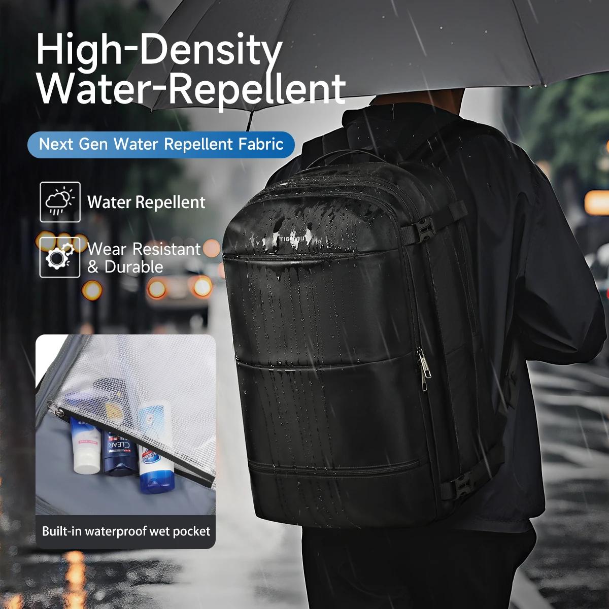 Sac à dos de compression sous vide Tigernu pour hommes, sac à dos de voyage extensible avec port USB
