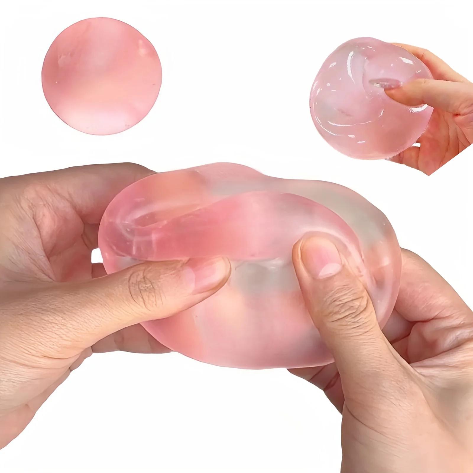 Jouets spongieux en maltose rose Mochi, jouet sensoriel Anti-Stress, doux, simulé, Transparent, joue