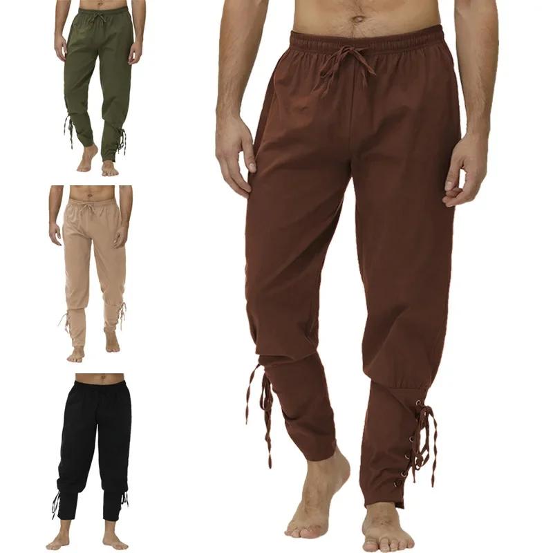 Pantalon Pirate Viking pour hommes, pantalon médiéval de la Renaissance, short à cordon de serrage, 