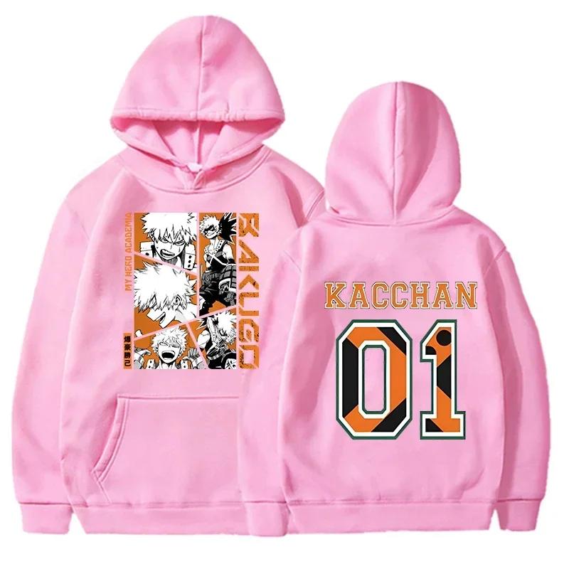 Sweats à capuche imprimés Anime Bakugou Katsuki pour hommes et femmes, pulls à la mode pour l'automn