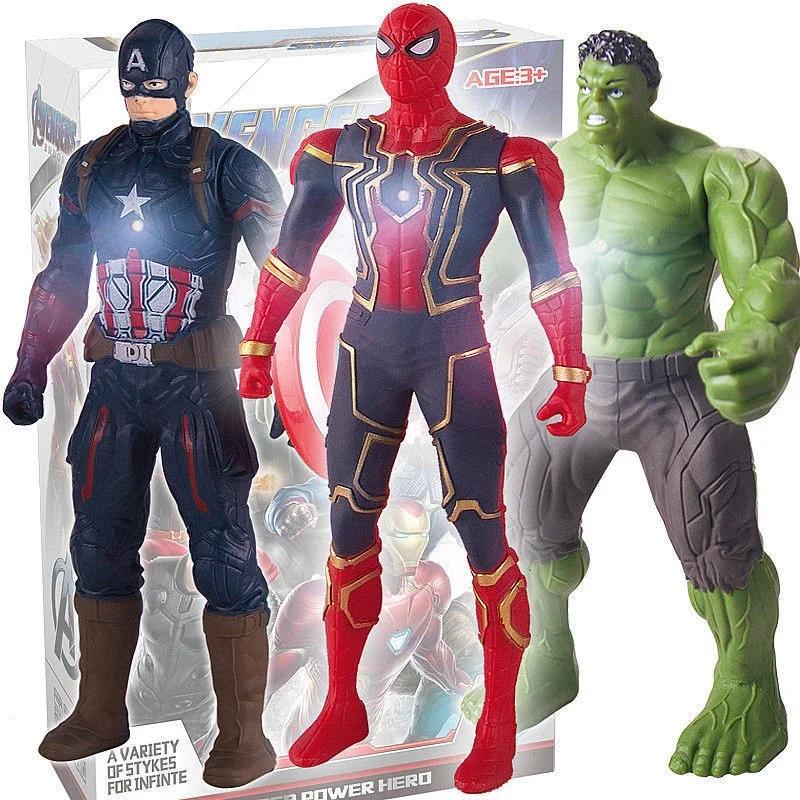 17 cm Marvel Spiderman modèle Anime figurines Spider-man Captainironman lumineux jouets pour enfants