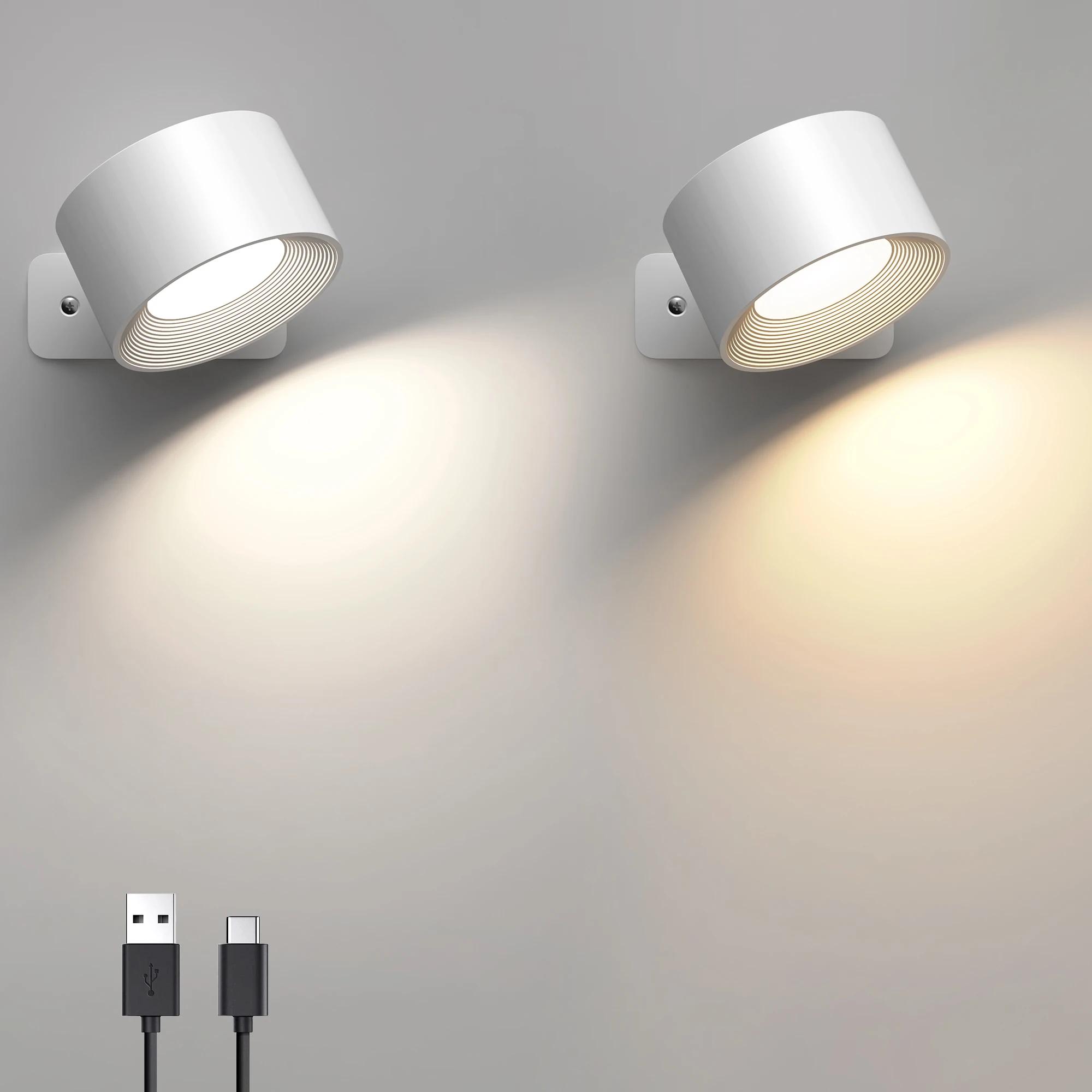 Murale Interieur, Lampe Murale Touch LED avec Port de Charge USB Contrôle Tactile, 3 Niveaux de Lumi