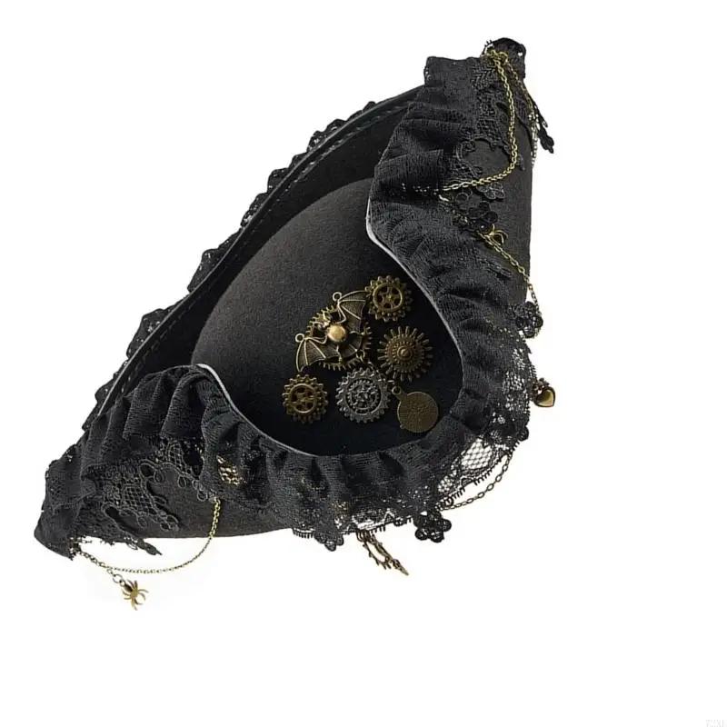 Chapeau Pirate victorien 72XE, équipement d'événement à thème en détresse, chapeau pour mascarades f