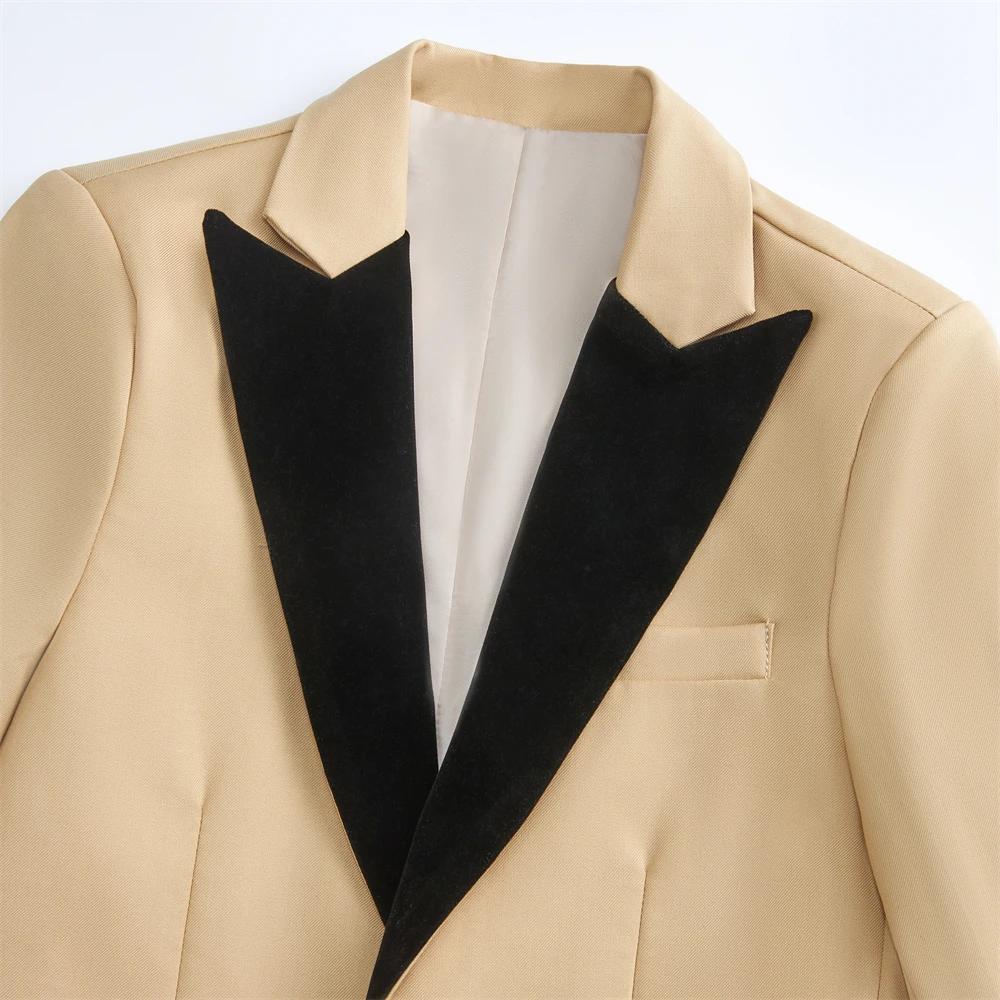 Ensemble de costume formel pour garçons, avec col en velours, Blazer à un bouton, gilet, pantalon, n