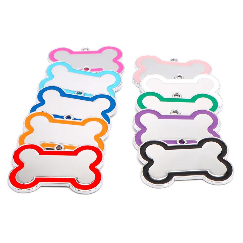 En gros 100 pièces 10 coloré mignon gravé ID chien étiquette os bricolage chien étiquettes d'identif