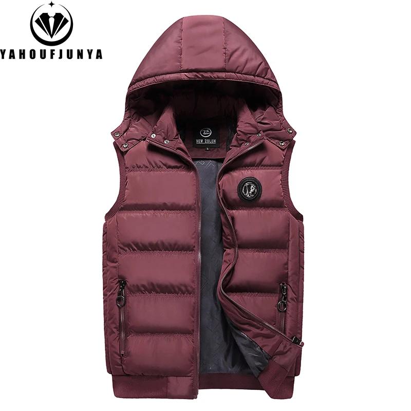 Hommes automne sans manches polaire chaud détachable à capuche gilet hommes hiver extérieur décontra