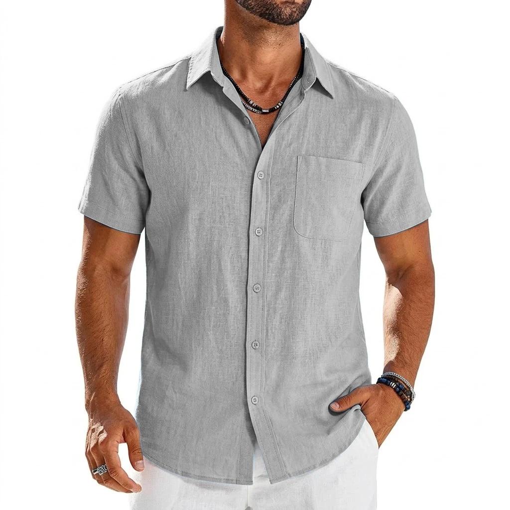 Chemises d'été à manches courtes pour hommes, t-shirts de luxe unis respirants et élégants, chemises