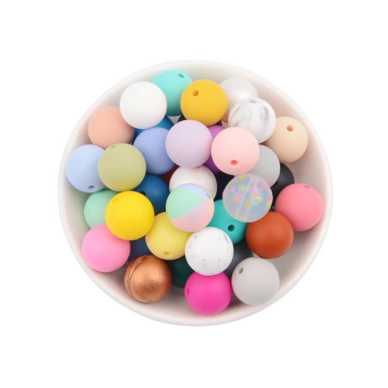 LOFCA – anneau de dentition en Silicone, 15mm, 20 pièces/lot, perles rondes de dentition pour bébé, 