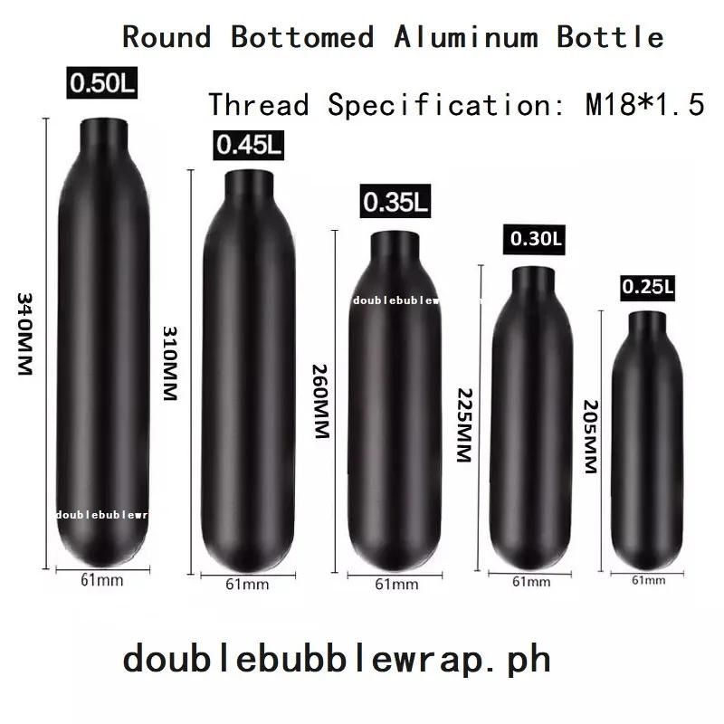 Bouteille en aluminium à fond rond 0,25 l-0,5 l, réservoir à filetage M18 x 1,5, réservoir 4500 PSI 