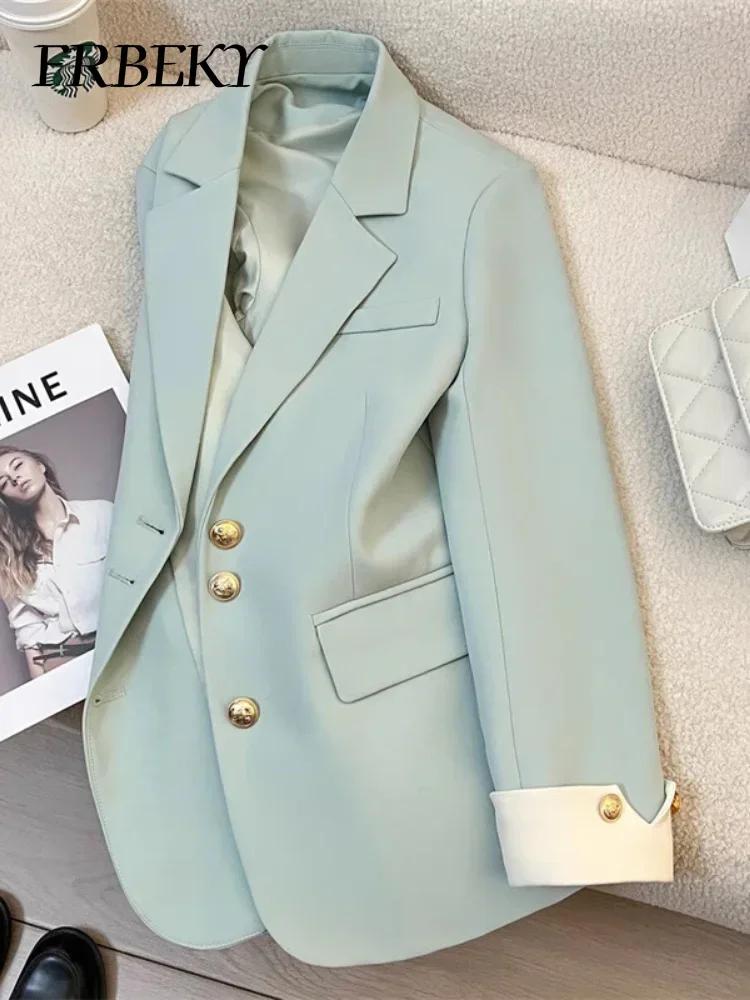 Blazer femme mode coréenne printemps automne nouvelle couleur unie costume veste loisirs tempérament