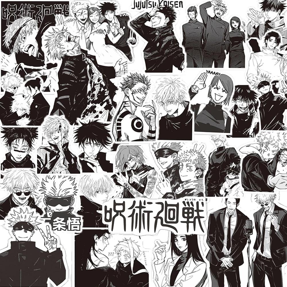 10/30/65 pièces noir blanc Jujutsu Kaisen Anime autocollants Cool Satoru Gojo dessin animé décalcoma