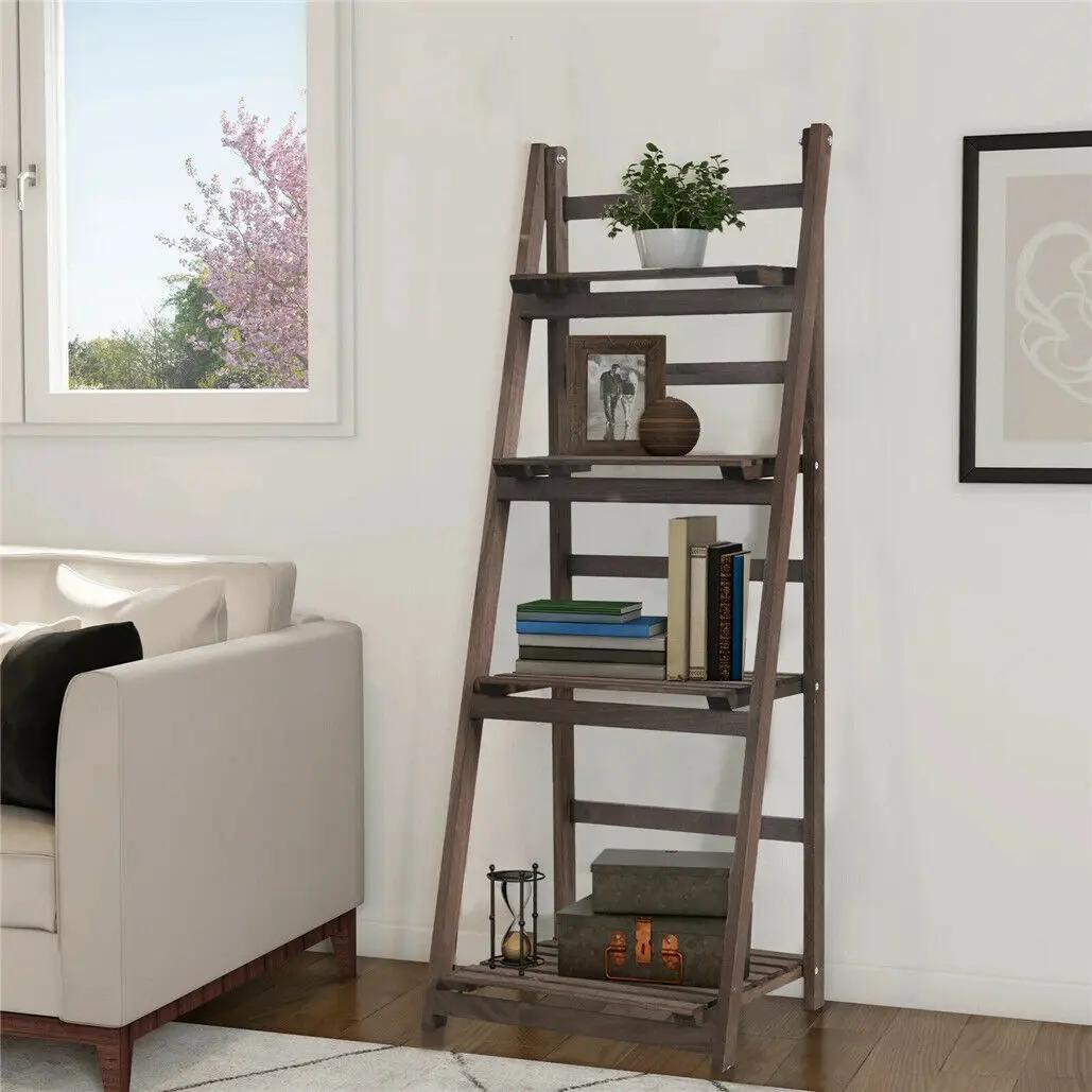 Étagère à fleurs en bois à 4 niveaux, échelle de rangement pour l'intérieur et l'extérieur