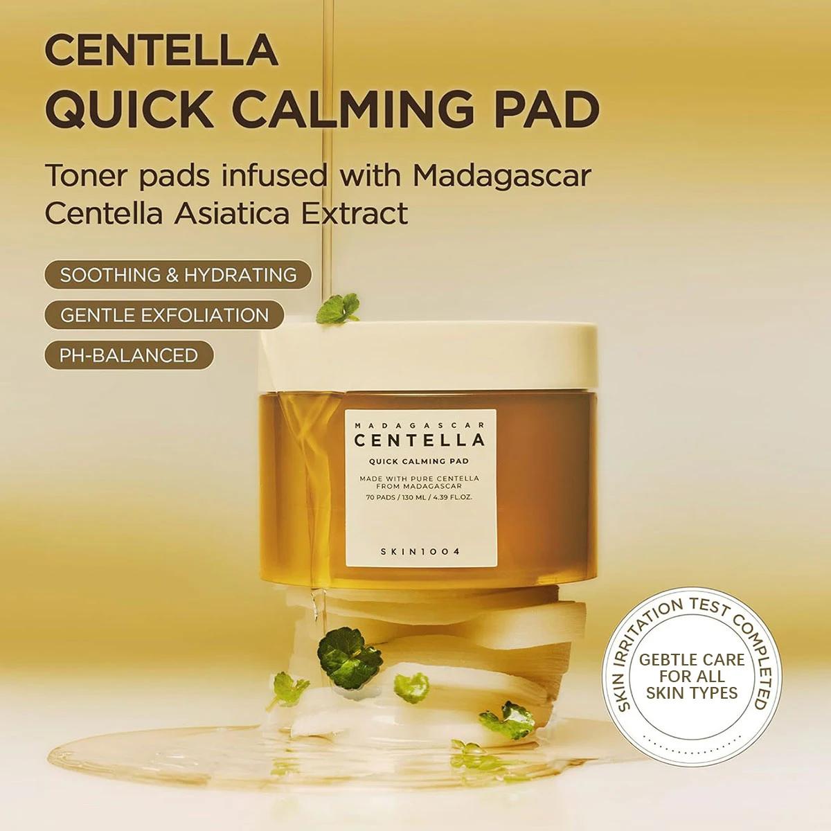 SKIN1004 MADAGASCAR CENTELLA PAD, Essence infusée ​   Texture de coussin, pour un éclat radieux, mai
