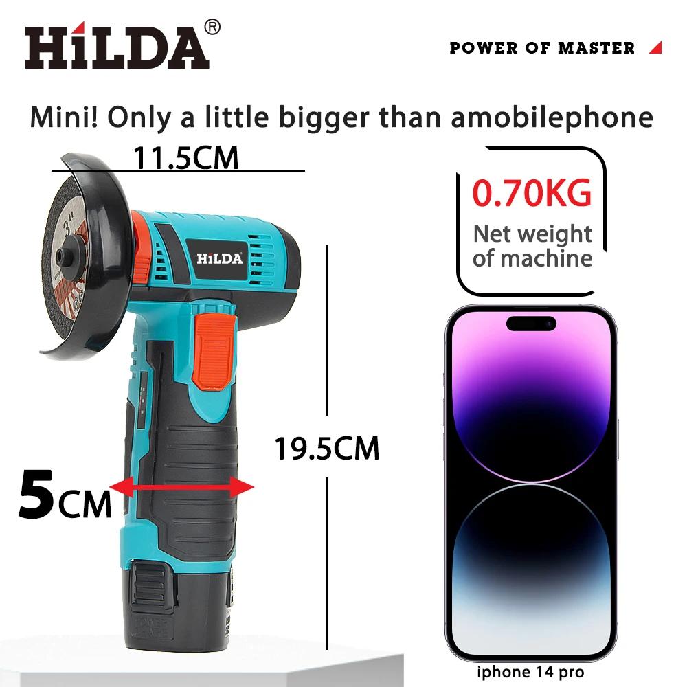 HILDA – Mini meuleuse d'angle Miniature Rechargeable 12V, avec lame de coupe à batterie, meuleuse de