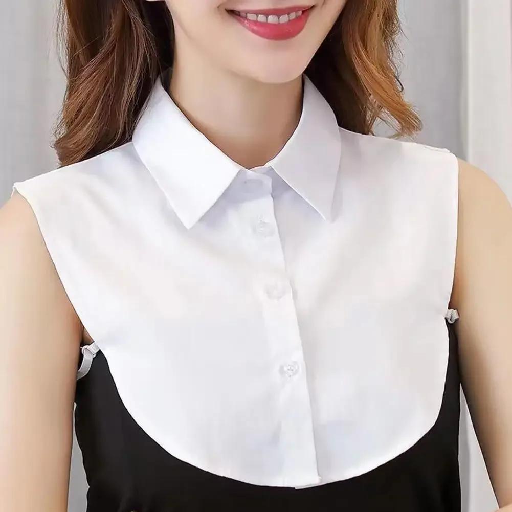 Faux col détachable pour filles, chemises, demi-chemisier, robe baccalauréat, hauts de couleur unie,