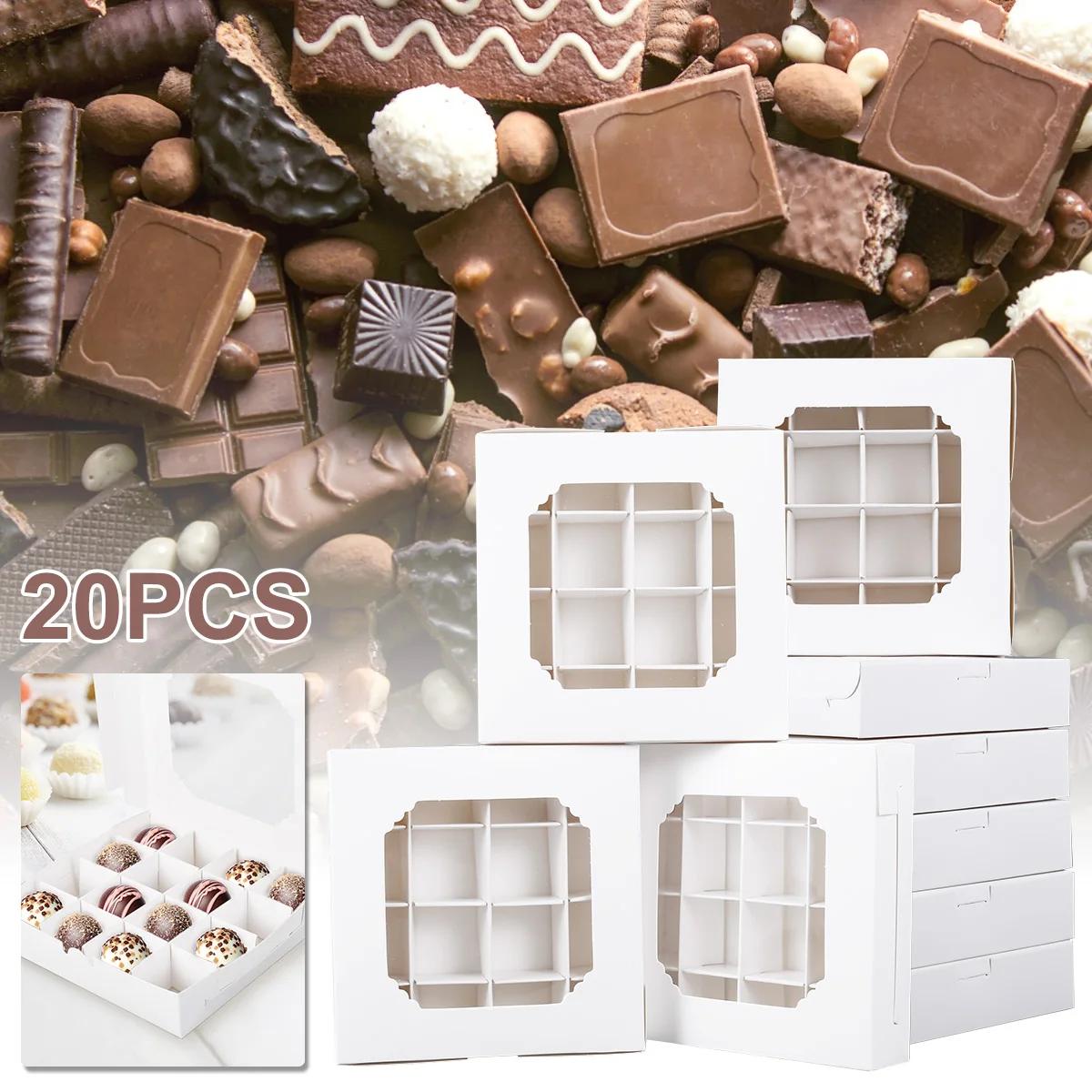 Boîtes à bonbons blanches vides avec Inserts, fenêtre transparente et séparateur pour chocolat sucré