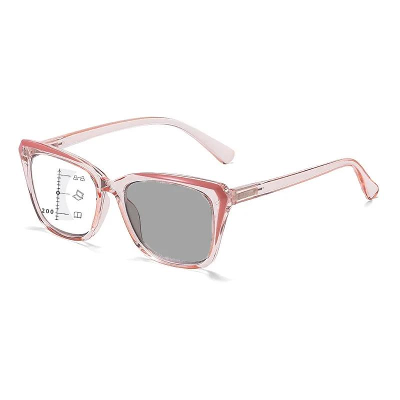 Lunettes de lecture multifocales photochromiques à monture transparente pour femmes et hommes, lunet