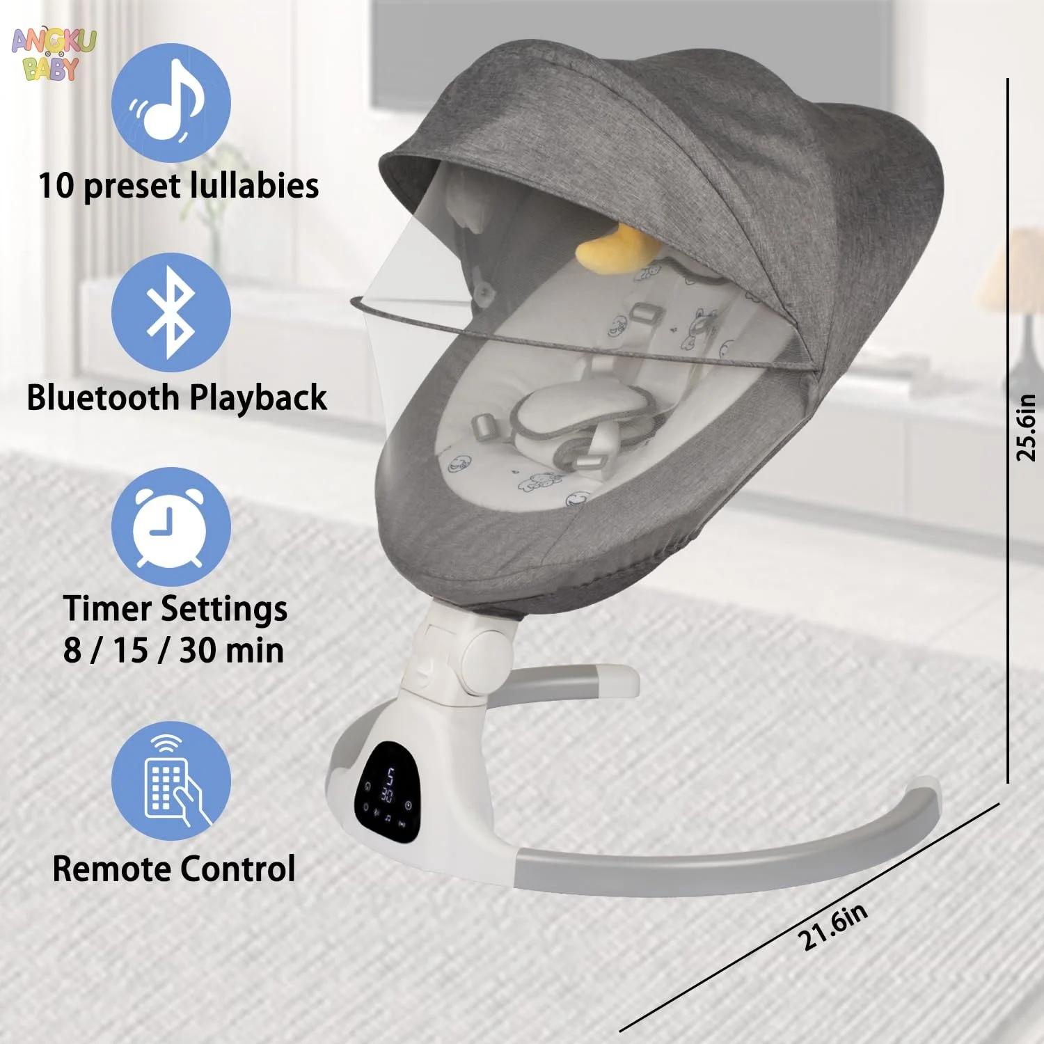 Balançoire électrique pour bébé avec jouets, chaise à bascule à distance Bluetooth pour nouveau-né d