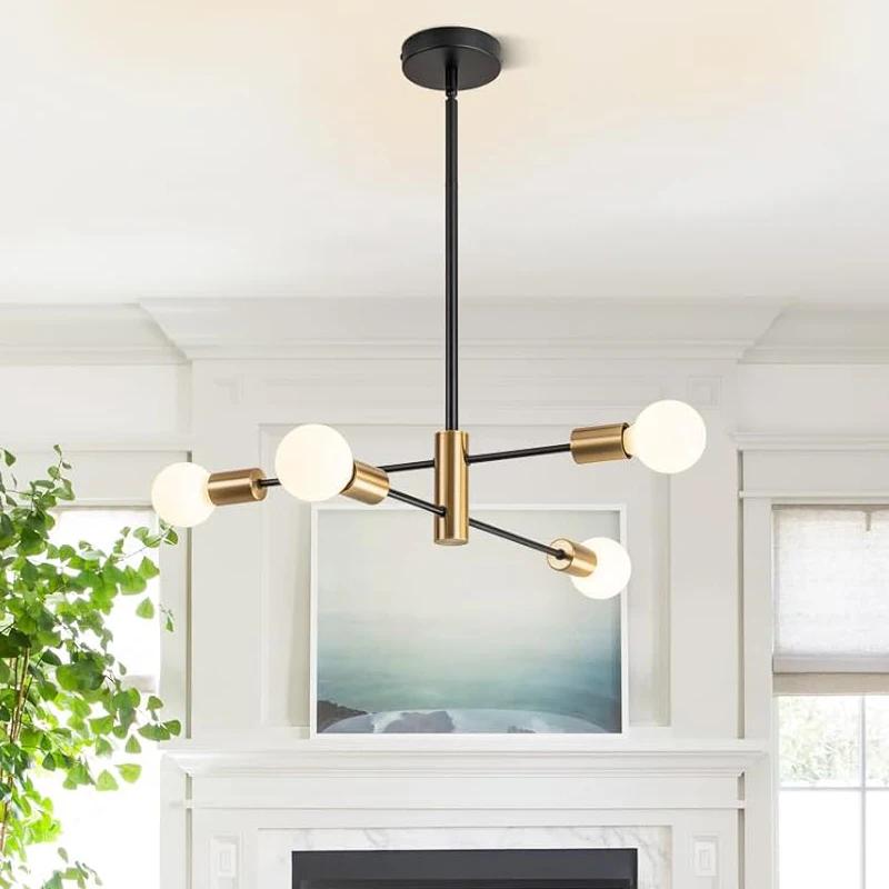 Lustre nordique moderne Sputnik noir lampe à LED 4/6/8 lumière éclairage domestique luminaires d'int