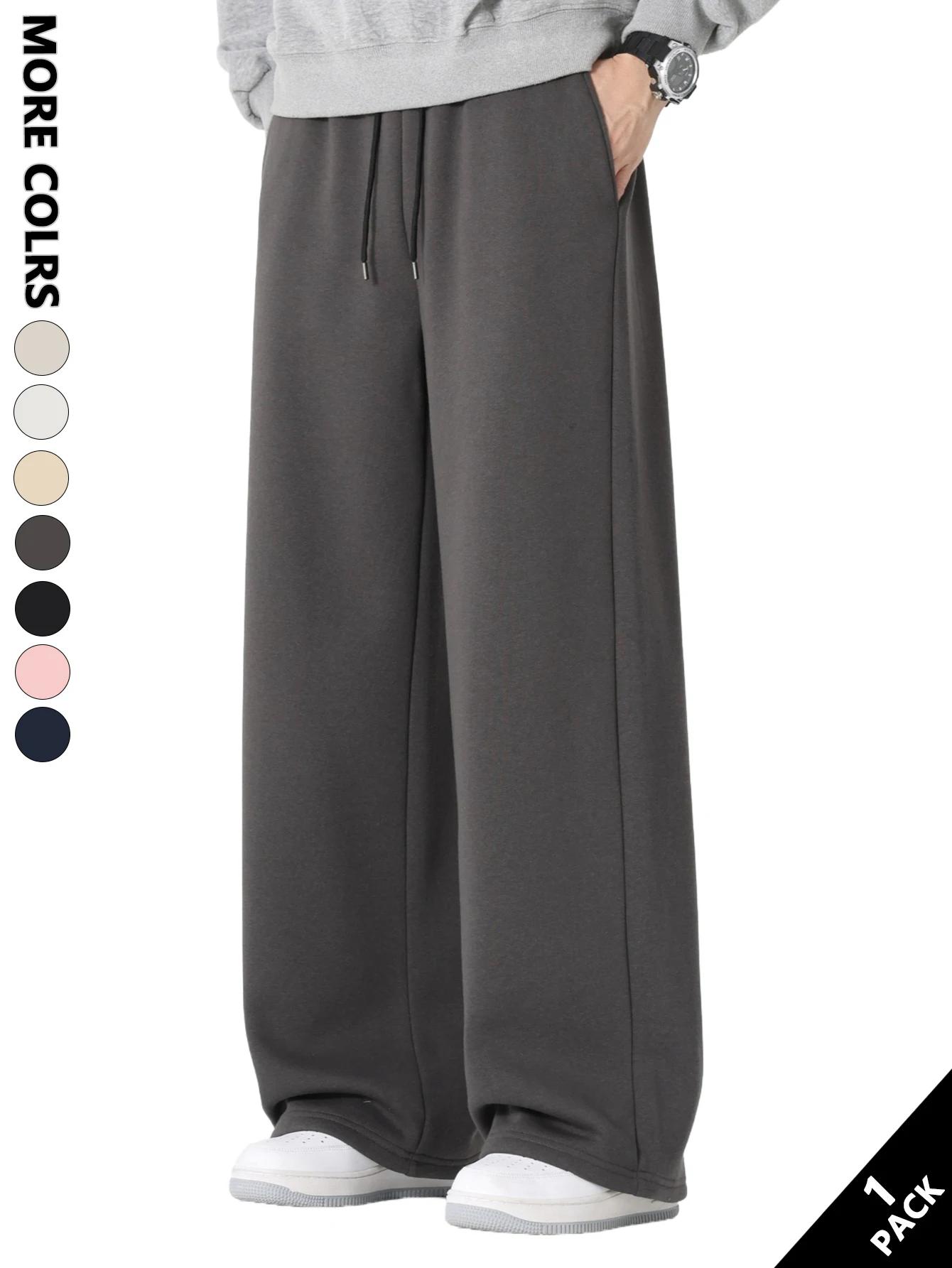 Pantalons décontractés de couleur unie pour hommes, confortables et respirants, jambe droite pour un