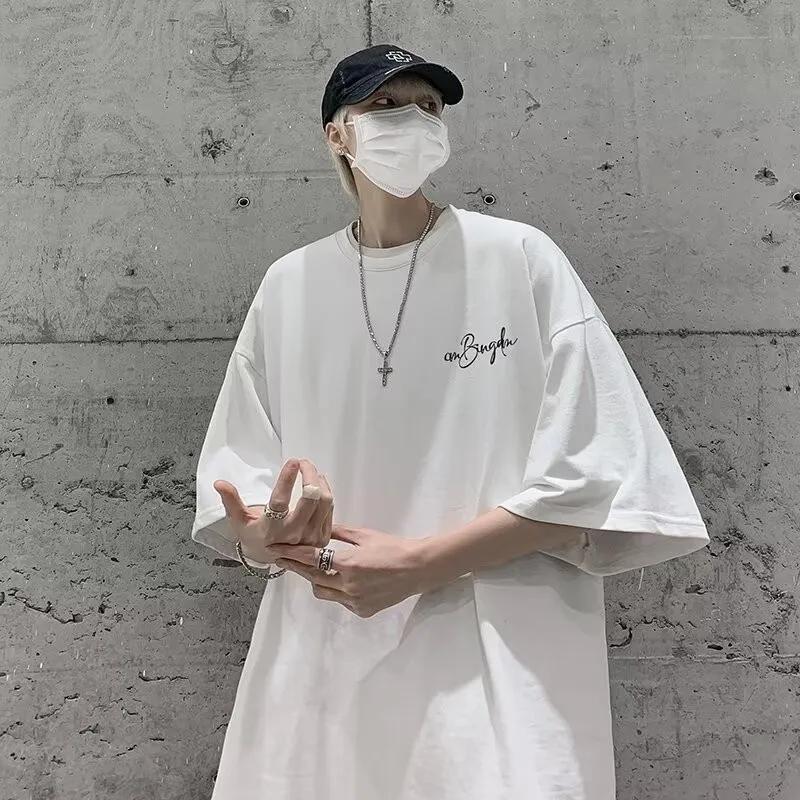 M-8XL été hommes T-shirt surdimensionné coréen décontracté Style ample lettre étoile Signature impre