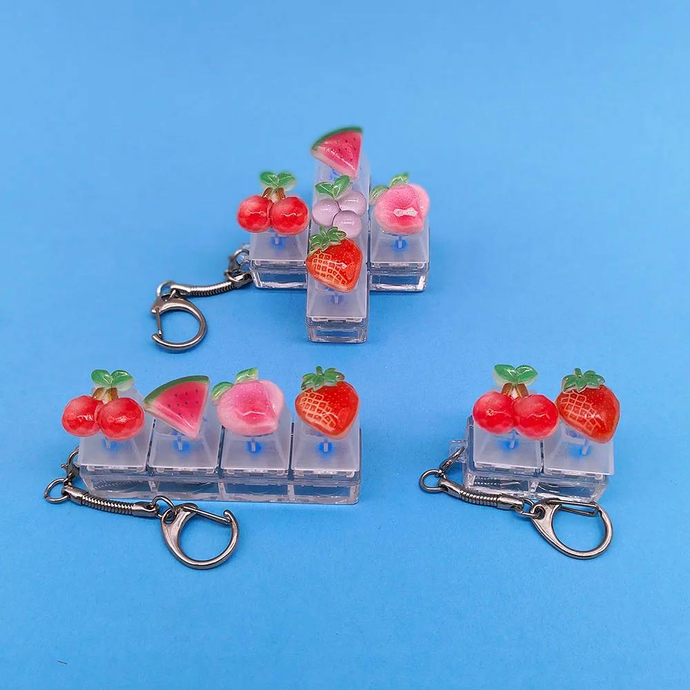 Keycap-Porte-clés avec pendentif fruits pour téléphone portable, porte-clés Kawaii, jouet Pop Fidget
