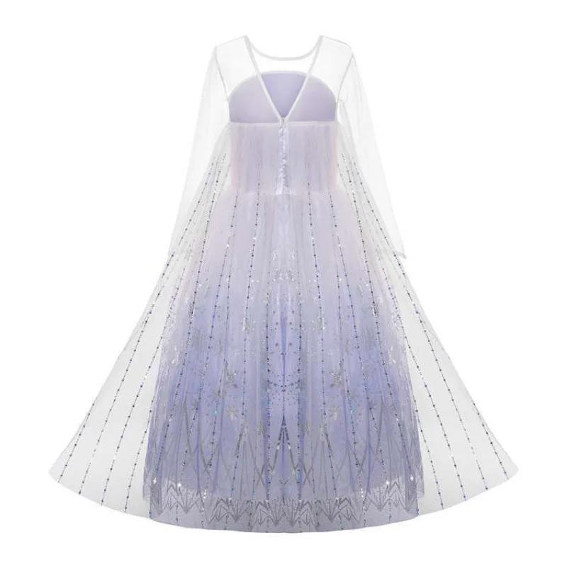 Robe de princesse Elsa de La Reine des neiges avec cape pour fille, robe blanche à manches longues e
