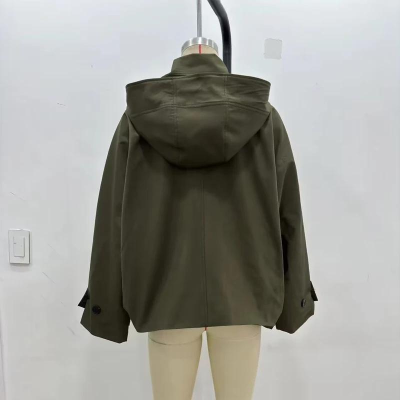MUJER Trench Coat à capuche pour femme Coupe-vent à manches longues pour femme Nouveau en manteaux e