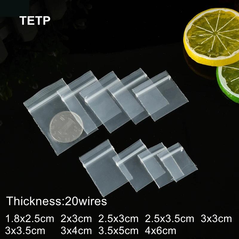 TETP 100 pièces 20 fils Mini sacs en plastique transparents à fermeture éclair petits bijoux accesso