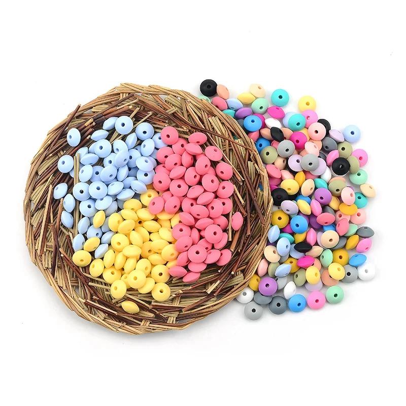 LOFCA 100 pcs/lot Silicone lentille 12mm perles de Silicone entretoise fabrication de bijoux en vrac