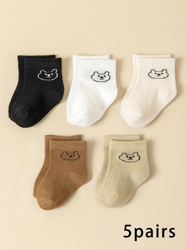 5 paires de chaussettes pour bébé, couleur unie, douces et confortables, blanches, mi-mollet, pour l