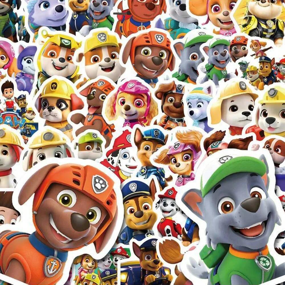 Autocollants de patrouille de patte, 80 pièces, autocollants de dessin animé en PVC, jouets de décor