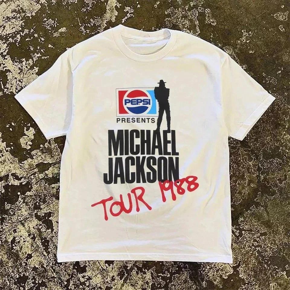 T-shirt streetwear imprimé Michael Jackson Tour 1988, respirant, confortable, de haute qualité, styl