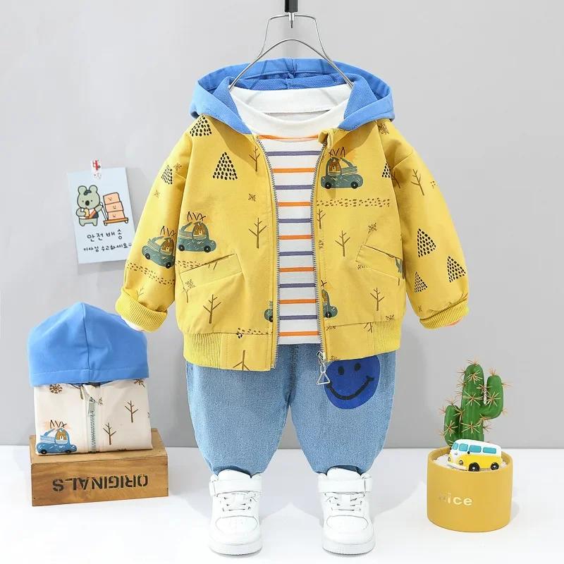 Costume voiture bébé 0-4 ans - Ensemble trois pièces rayé manches longues pour automne